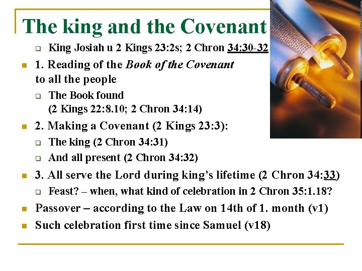 The king and the Covenant q n 1. Reading of the Book of the