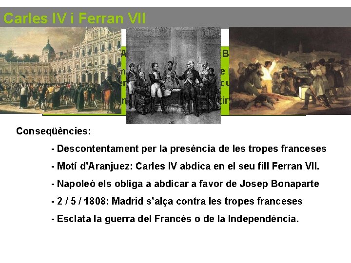 Carles IV i Ferran VII Espanya té por de. EL l’expansió la. FONTAINEBLEAU Revolució
