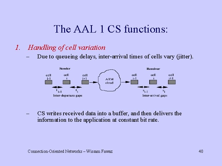 The AAL 1 CS functions: 1. Handling of cell variation – Due to queueing