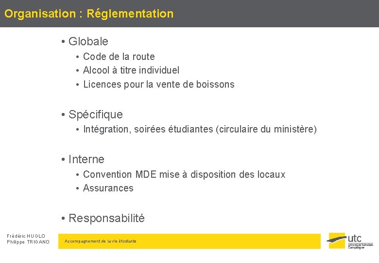 Organisation : Réglementation • Globale • Code de la route • Alcool à titre