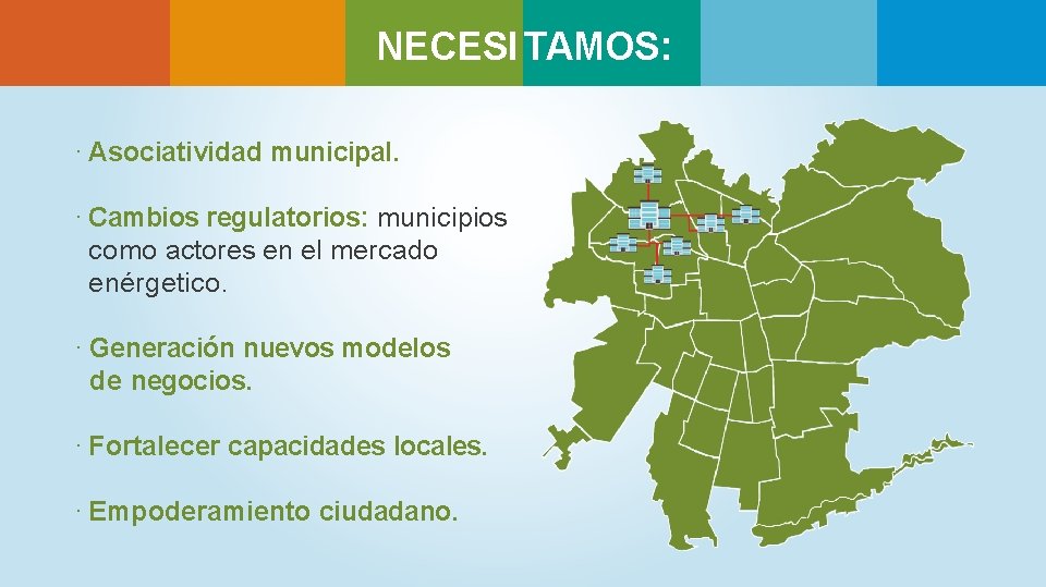 NECESI TAMOS: · Asociatividad municipal. · Cambios regulatorios: municipios como actores en el mercado