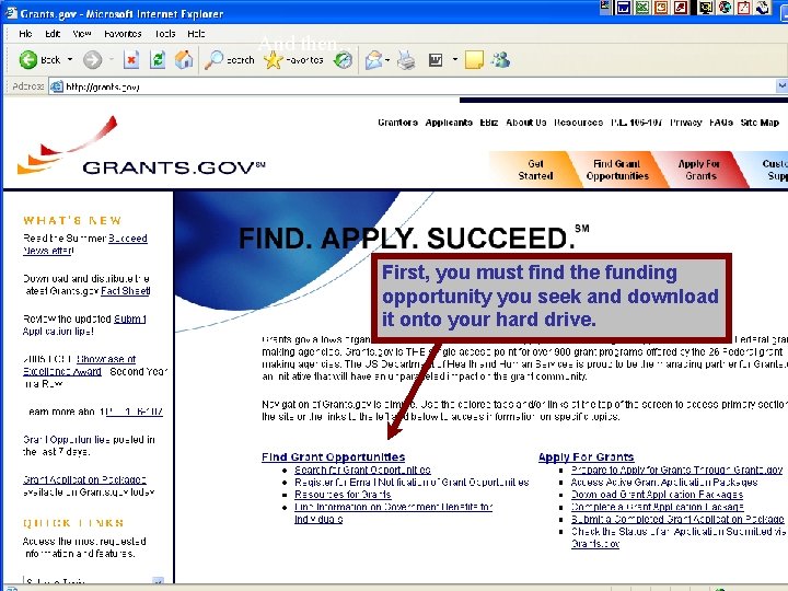 And then… First, you must find the funding opportunity you seek and download it