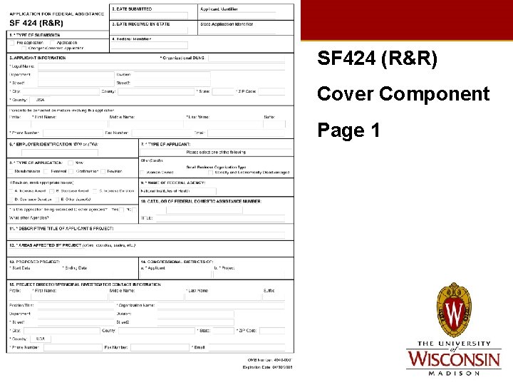 SF 424 (R&R) Cover Component Page 1 Slide 39 