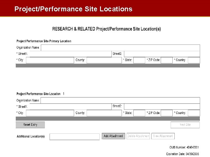 Project/Performance Site Locations Slide 41 Project/Performance Site Locations Slide 41