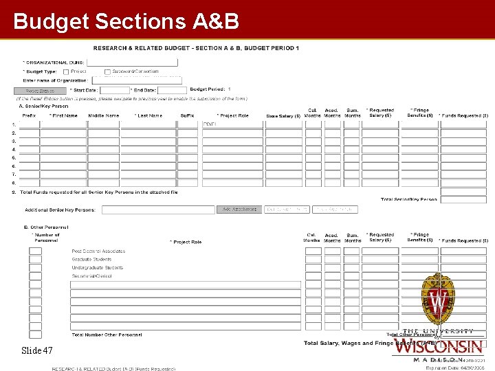 Budget Sections A&B Slide 47 