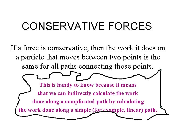 CONSERVATIVE FORCES If a force is conservative, then the work it does on a