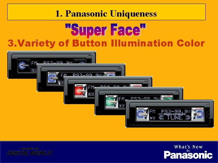 1. Panasonic Uniqueness 3. Variety of Button Illumination Color 