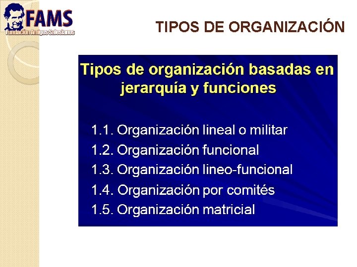 TIPOS DE ORGANIZACIÓN 