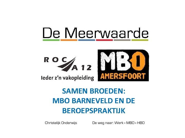 SAMEN BROEDEN: MBO BARNEVELD EN DE BEROEPSPRAKTIJK 