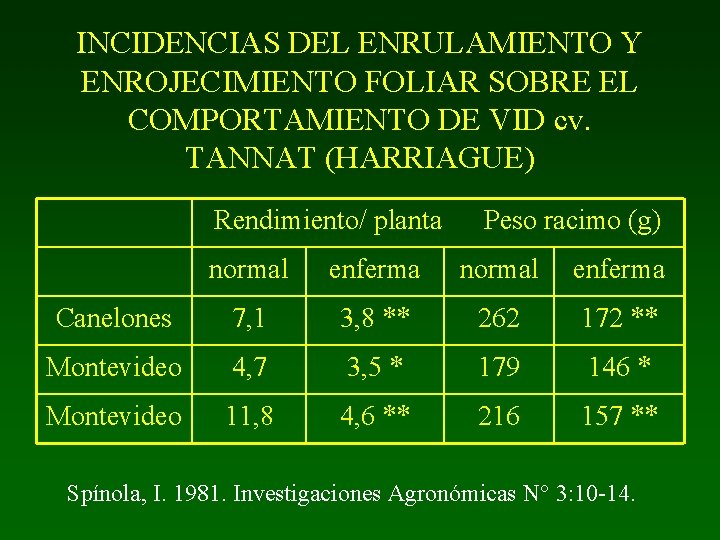 INCIDENCIAS DEL ENRULAMIENTO Y ENROJECIMIENTO FOLIAR SOBRE EL COMPORTAMIENTO DE VID cv. TANNAT (HARRIAGUE)