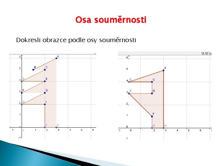 Osa souměrnosti Dokresli obrazce podle osy souměrnosti 