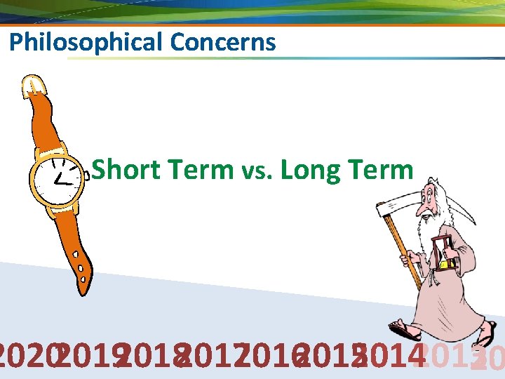 Philosophical Concerns Short Term vs. Long Term 202020192018201720162015 20142013 20 