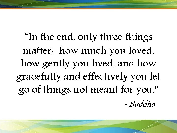 “In the end, only three things matter: how much you loved, how gently you