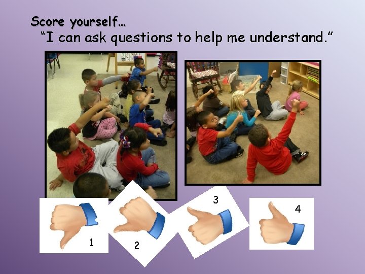 Score yourself… “I can ask questions to help me understand. ” 3 1 2