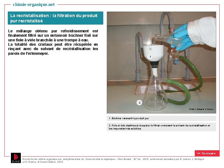chimie-organique. net La recristallisation : la filtration du produit pur recristallisé Le mélange obtenu