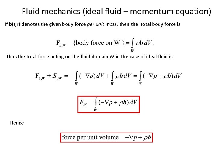 Fluid mechanics (ideal fluid – momentum equation) If b(t, r) denotes the given body