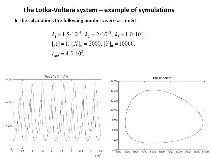 The Lotka-Voltera system – example of symulations In the calculations the following numbers were