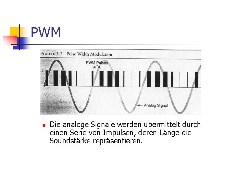 PWM n Die analoge Signale werden übermittelt durch einen Serie von Impulsen, deren Länge
