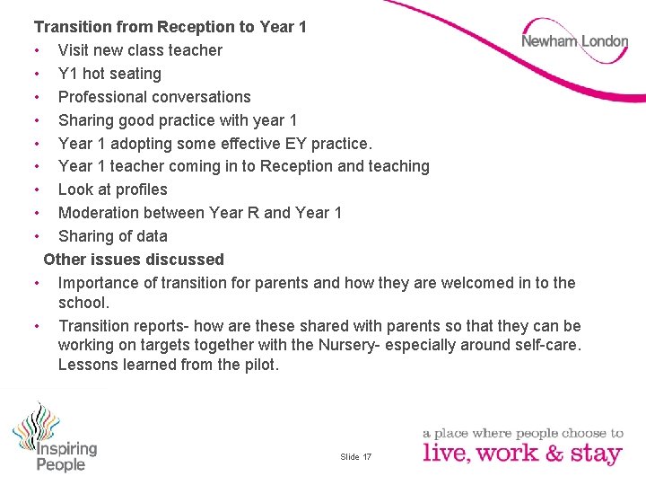 Transition from Reception to Year 1 • Visit new class teacher • Y 1