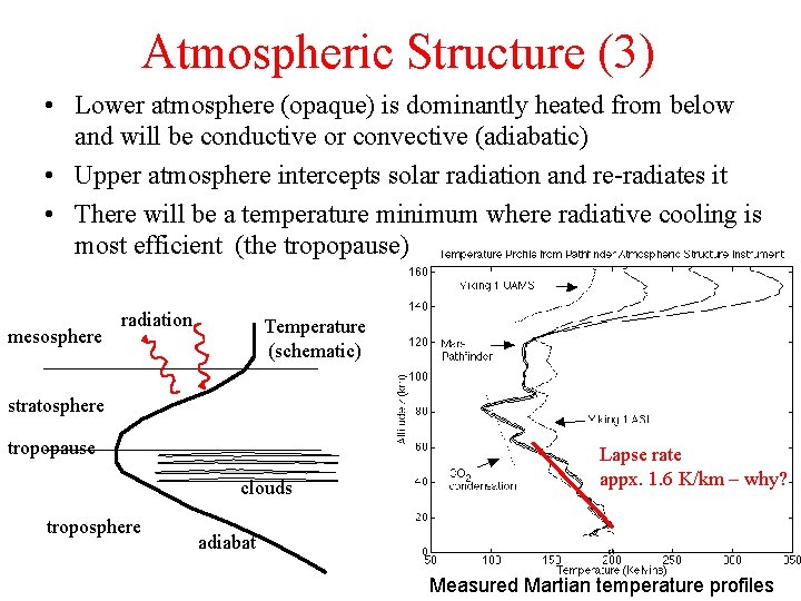 Atmospheric Structure (3) • Lower atmosphere (opaque) is dominantly heated from below and will