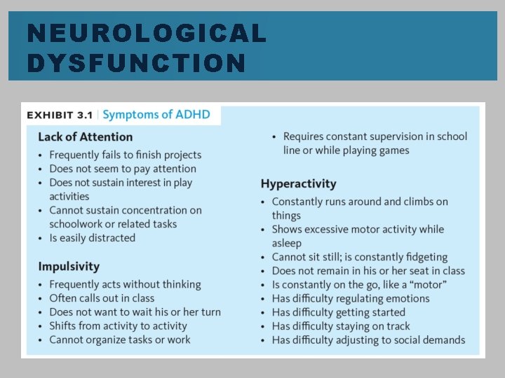 NEUROLOGICAL DYSFUNCTION 