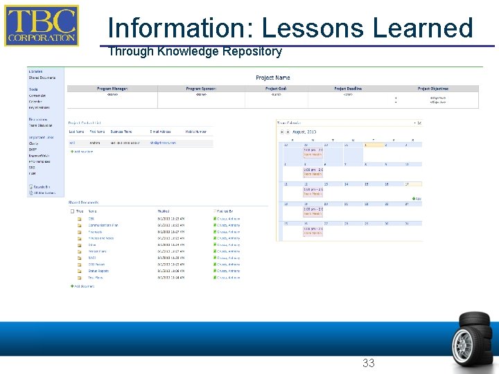 Information: Lessons Learned Through Knowledge Repository 33 Information: Lessons Learned Through Knowledge Repository 33