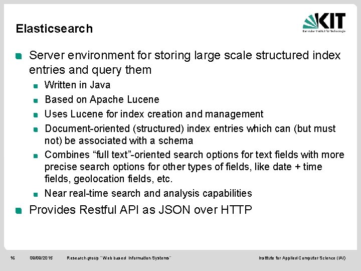 Elasticsearch Server environment for storing large scale structured index entries and query them Written