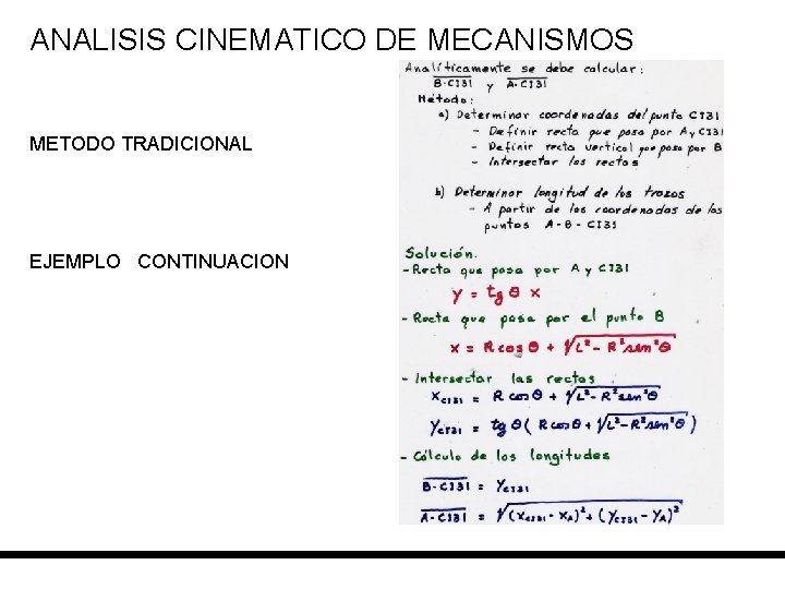 ANALISIS CINEMATICO DE MECANISMOS METODO TRADICIONAL EJEMPLO CONTINUACION 
