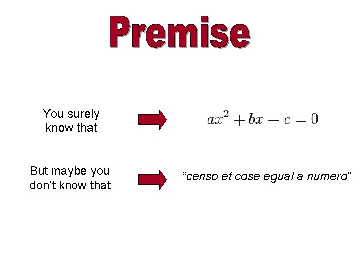 You surely know that But maybe you don’t know that “censo et cose egual