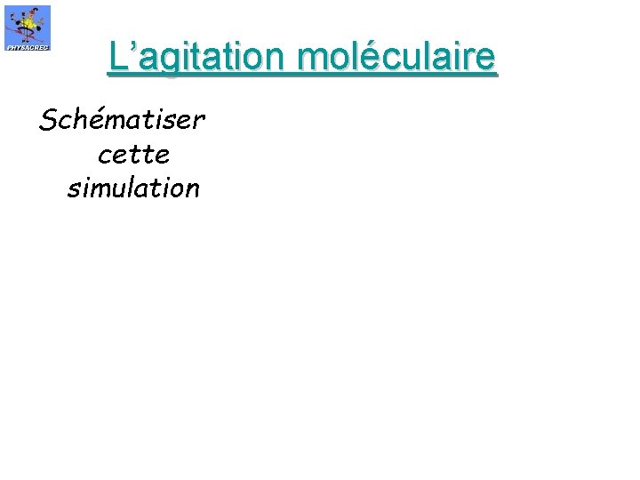 L’agitation moléculaire Schématiser cette simulation 