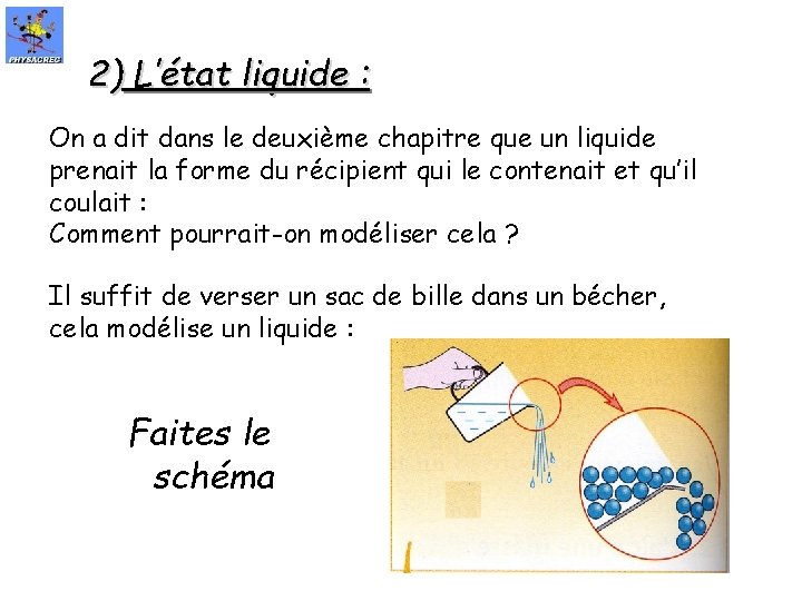 2) L’état liquide : On a dit dans le deuxième chapitre que un liquide