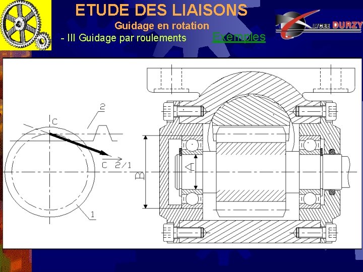 ETUDE DES LIAISONS Guidage en rotation Exemples - III Guidage par roulements 