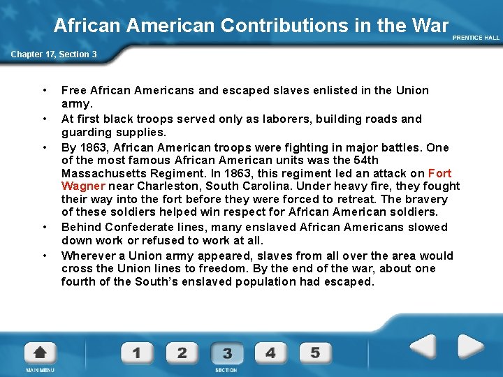 African American Contributions in the War Chapter 17, Section 3 • • • Free