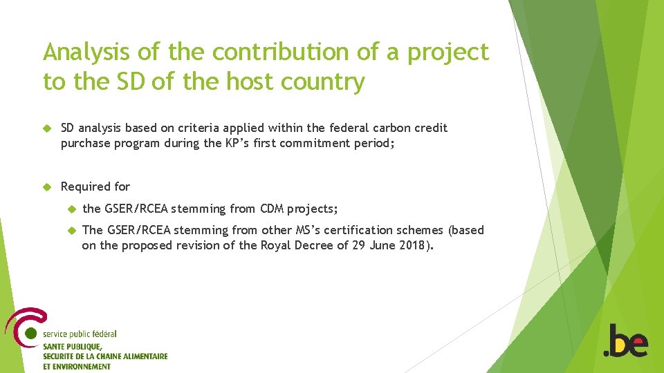 Analysis of the contribution of a project to the SD of the host country