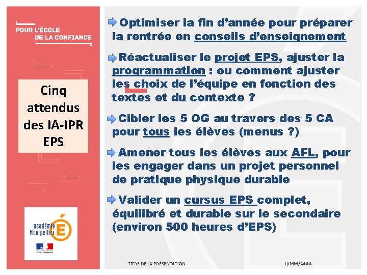 Optimiser la fin d’année pour préparer la rentrée en conseils d’enseignement Cinq attendus des