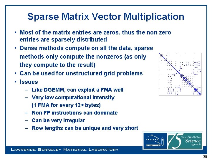Sparse Matrix Vector Multiplication • Most of the matrix entries are zeros, thus the Sparse Matrix Vector Multiplication • Most of the matrix entries are zeros, thus the