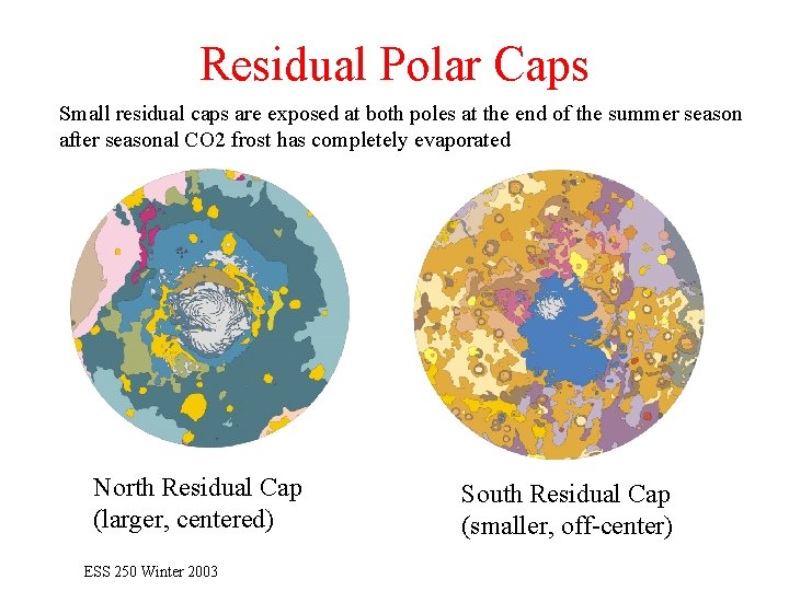 Residual Polar Caps Small residual caps are exposed at both poles at the end