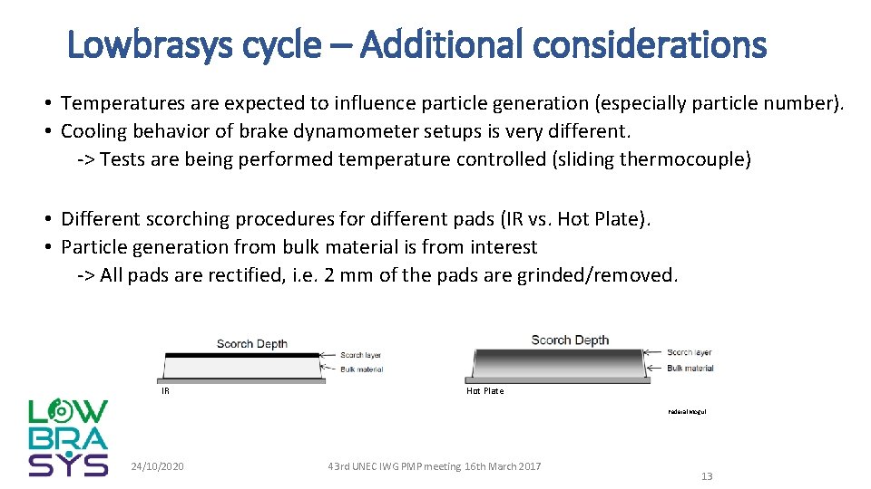Lowbrasys cycle – Additional considerations • Temperatures are expected to influence particle generation (especially