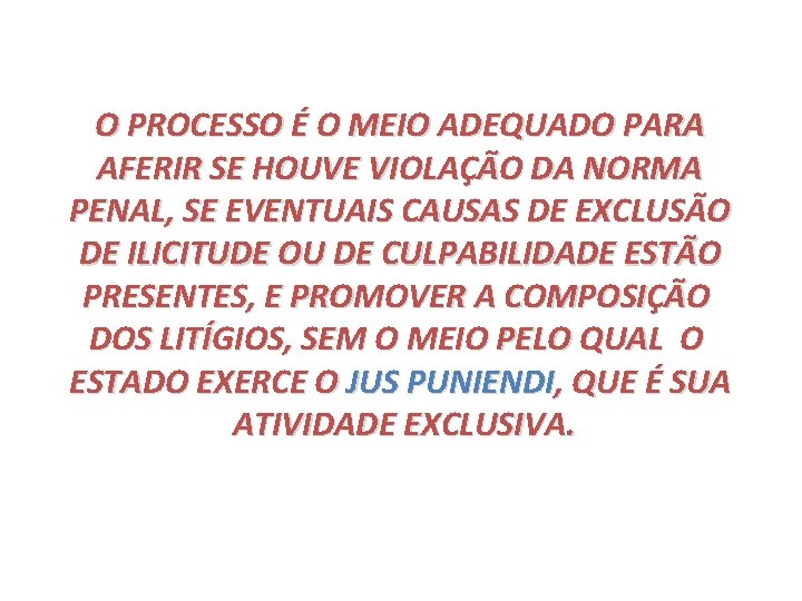 O PROCESSO É O MEIO ADEQUADO PARA AFERIR SE HOUVE VIOLAÇÃO DA NORMA PENAL,