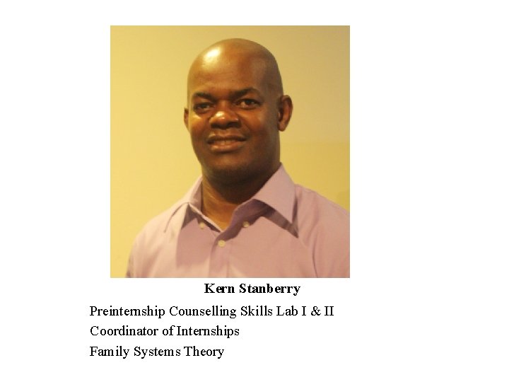 Kern Stanberry Preinternship Counselling Skills Lab I & II Coordinator of Internships Family Systems Kern Stanberry Preinternship Counselling Skills Lab I & II Coordinator of Internships Family Systems