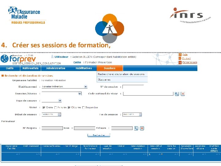 4. Créer sessions de formation, 