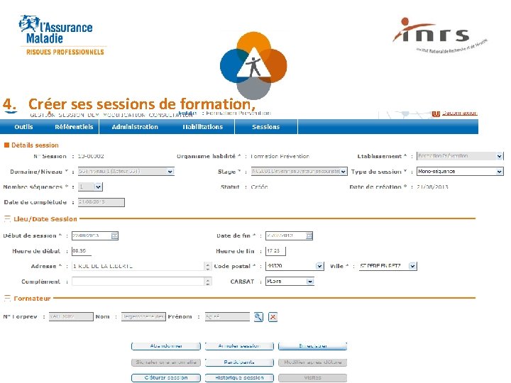 4. Créer sessions de formation, 