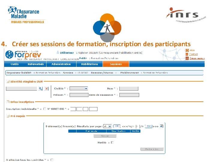 4. Créer sessions de formation, inscription des participants 