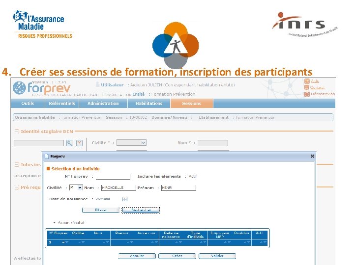 4. Créer sessions de formation, inscription des participants 