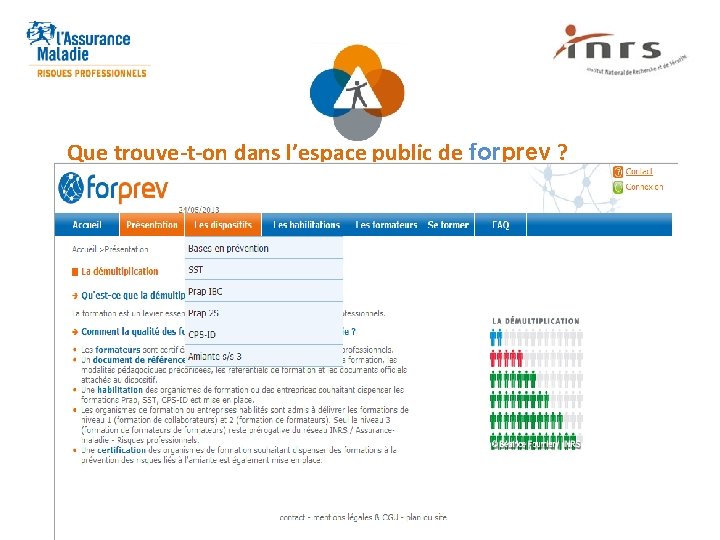 Que trouve-t-on dans l’espace public de forprev ? 