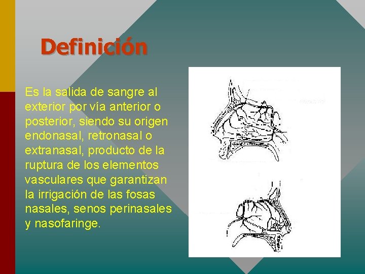 Definición Es la salida de sangre al exterior por vía anterior o posterior, siendo