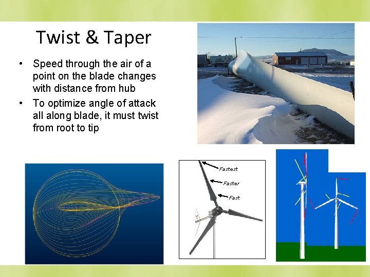 Twist & Taper • Speed through the air of a point on the blade