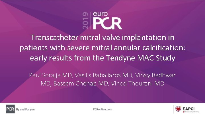 Transcatheter mitral valve implantation in patients with severe mitral annular calcification: early results from