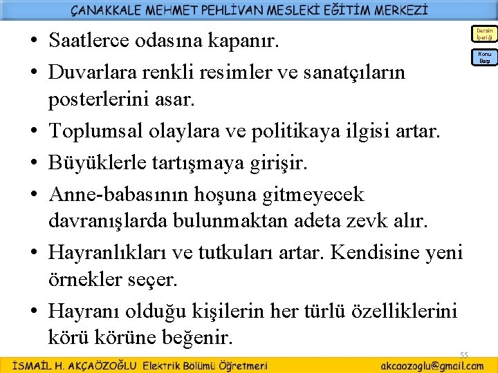 • Saatlerce odasına kapanır. • Duvarlara renkli resimler ve sanatçıların posterlerini asar. • • Saatlerce odasına kapanır. • Duvarlara renkli resimler ve sanatçıların posterlerini asar. •