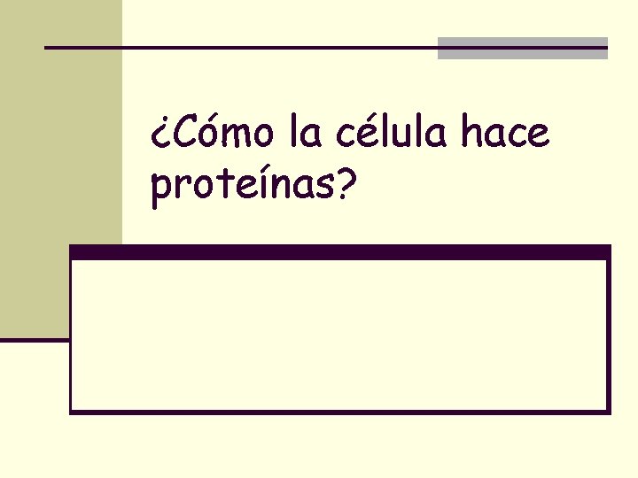 ¿Cómo la célula hace proteínas? 